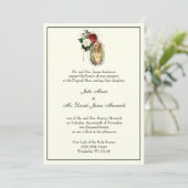 Elegant katholieke ivoren bruiloft kaart (Staand voorkant)