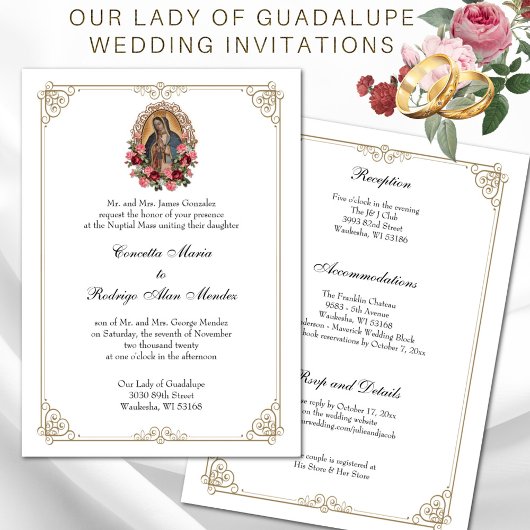 Elegant katholieke maagd Guadalupe Wedding Kaart