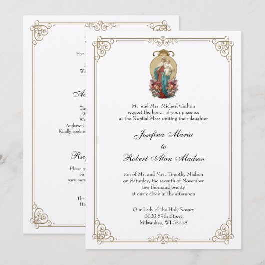 Elegant katholieke maagd Mary Jesus Wedding Kaart (Voorkant / Achterkant)