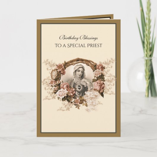 Elegant katholieke priest Gold Virgin Mary Kaart (Voorkant)