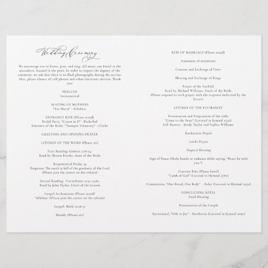 Elegant katholieke Weddenschappen Mass Ceremony Pr (Achterkant)