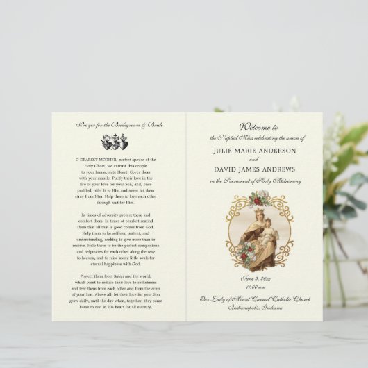 Elegant katholieke Weddenschappen Mass Programme (Staand voorkant)