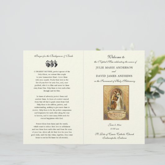 Elegant katholieke Weddenschappen Mass Programme (Staand voorkant)