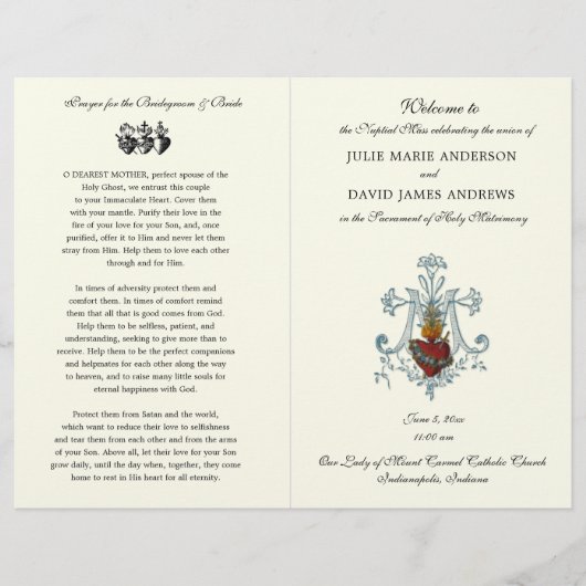 Elegant katholieke Weddenschappen Mass Programme (Voorkant)