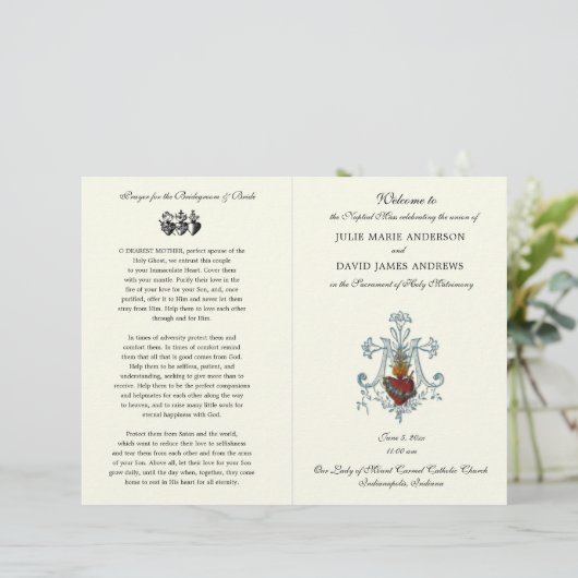 Elegant katholieke Weddenschappen Mass Programme (Staand voorkant)