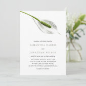 Elegant Katoen Wit Vrede Lelie Bruiloft Kaart (Staand voorkant)