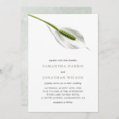 Elegant Katoen Wit Vrede Lelie Bruiloft Kaart (Voorkant / Achterkant)