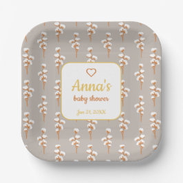 Elegant katoenen Baby shower Papieren Bordje