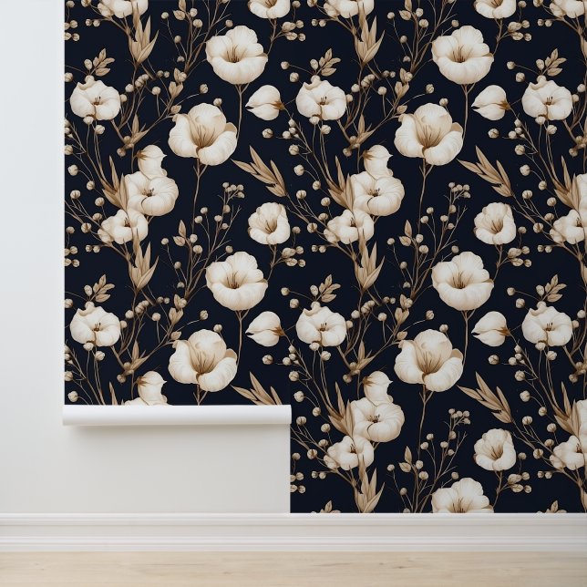 Elegant katoenen bloemen patroon behang (Applicatie)