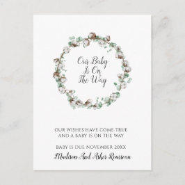 Elegant katoenen groen Lijst Zwangerschap Aankondigingskaart