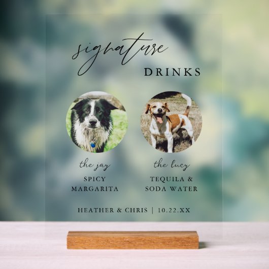 Elegant katten en honden Handtekening Drink Wedden Acryl Bord (Neutraal)