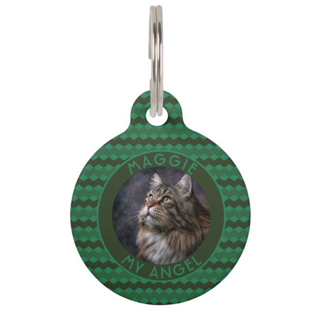 Elegant Katteneigenaar Geschenk Chevron Dambord Huisdierpenning (Voorkant)