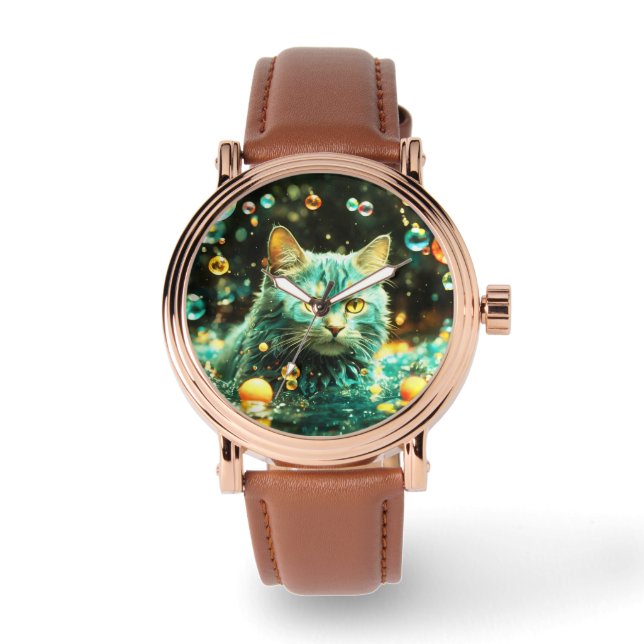 Elegant kattenhorloge voor kattenliefhebber horloge (Voorkant)