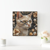 Elegant kattenportret vierkante klok (Huis)