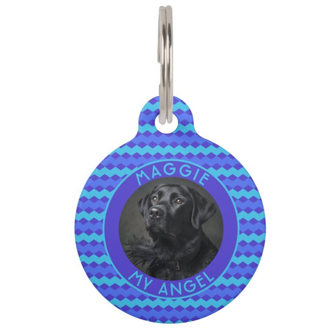 Elegant kattenvadercadeau Chevron-geometrie Huisdierpenning (Voorkant)