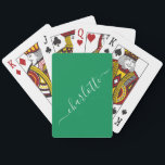 Elegant Kelly Green Script Name Persoonlijk Pokerkaarten<br><div class="desc">Elegant Kelly Green Script Name Persoonlijke speelkaarten</div>
