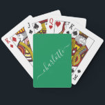 Elegant Kelly Green Script Name Persoonlijk Pokerkaarten<br><div class="desc">Elegant Kelly Green Script Name Persoonlijke speelkaarten</div>
