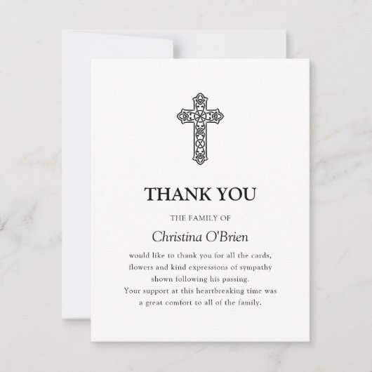 Elegant Keltisch knoopkruis | Begrafenis Bedankkaart (Voorkant)