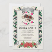 Elegant Kentucky Derby Party Floral Invitation Kaart (Voorkant)
