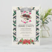 Elegant Kentucky Derby Party Floral Invitation Kaart (Staand voorkant)