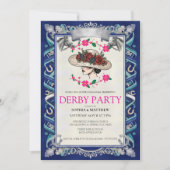 Elegant Kentucky Derby Party Floral Invitation Kaart (Voorkant)
