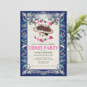 Elegant Kentucky Derby Party Floral Invitation Kaart (Staand voorkant)
