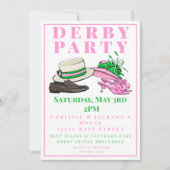 Elegant Kentucky Derby Party Hat & Heels Soiree  Kaart (Voorkant)