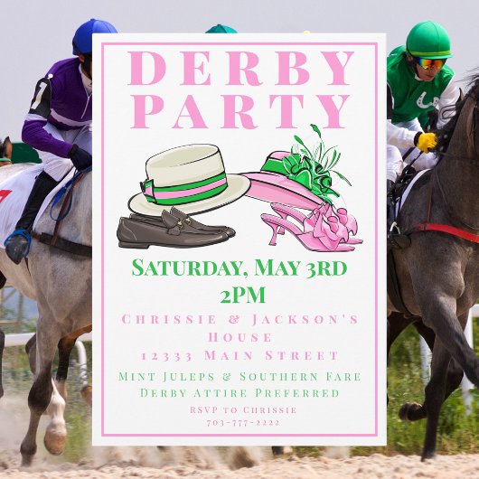 Elegant Kentucky Derby Party Hat & Heels Soiree  Kaart