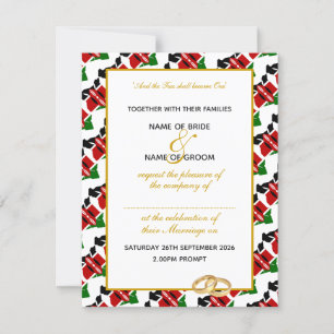 Elegant KENYA FLAG met Gold Script WEDING Kaart