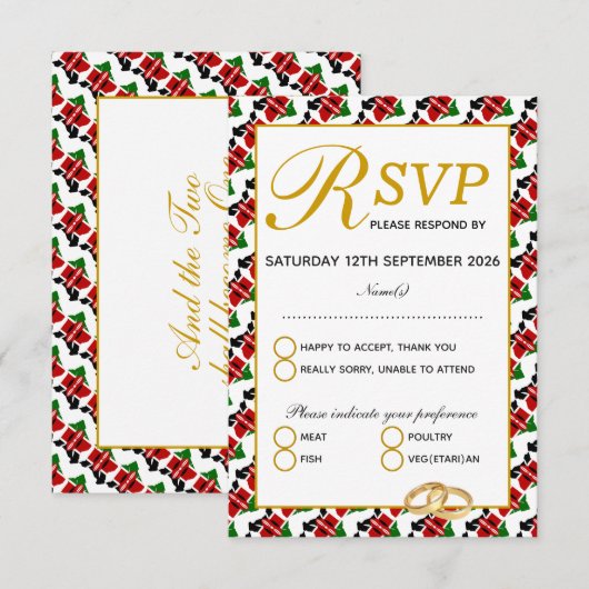 Elegant KENYA Wedding RSVP Response Kaart (Voorkant / Achterkant)