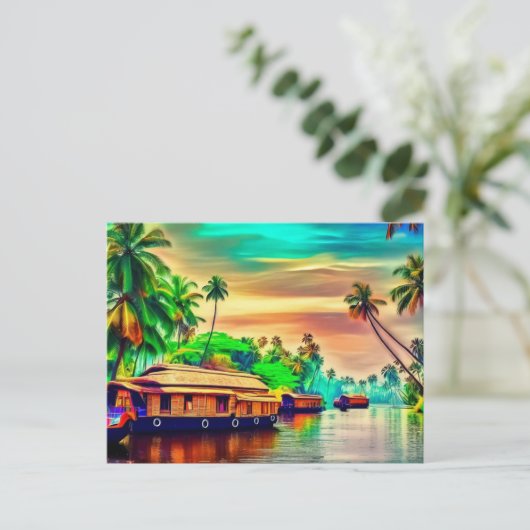 Elegant Kerala natuurlijk landschap van kokospalme Briefkaart (Staand voorkant)