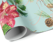 Elegant kerreindester Poinsettia Patroomplaat Cadeaupapier (Rol Hoek)