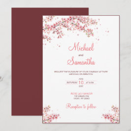 Elegant Kersenbloesem Huwelijk Kaart