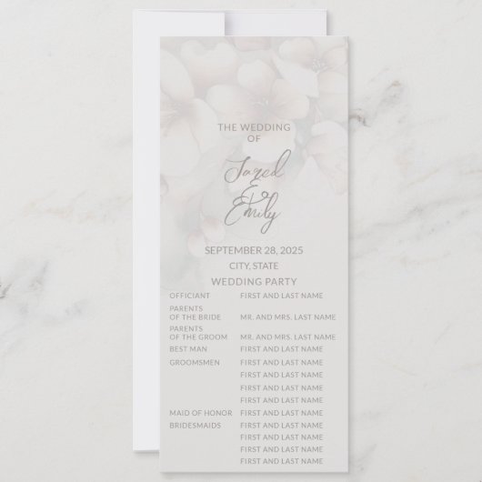 Elegant Kersenbloesem Huwelijksprogramma | Volledi Kaart (Voorkant)