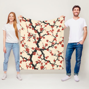 Elegant Kersenbloesem Naadloos Patroon Fleece Deken