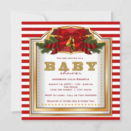 Elegant Kerst Baby shower Kaart (Voorkant)
