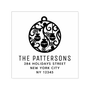 Elegant kerst Bauble Name Return Address Zelfinktende Stempel