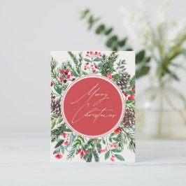 Elegant kerst bladeren feestdagenkaart