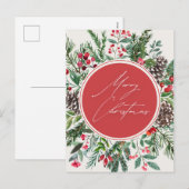 Elegant kerst bladeren feestdagenkaart (Voorkant / Achterkant)