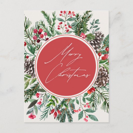 Elegant kerst bladeren feestdagenkaart (Voorkant)