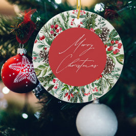 Elegant kerst bladeren keramisch ornament