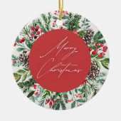 Elegant kerst bladeren keramisch ornament (Voorkant)