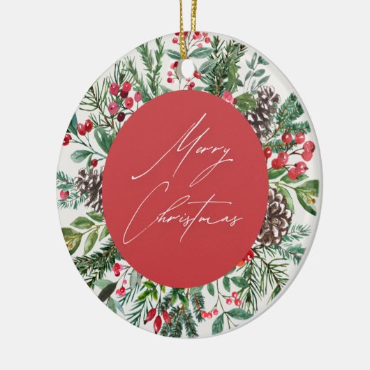 Elegant kerst bladeren keramisch ornament (Links)