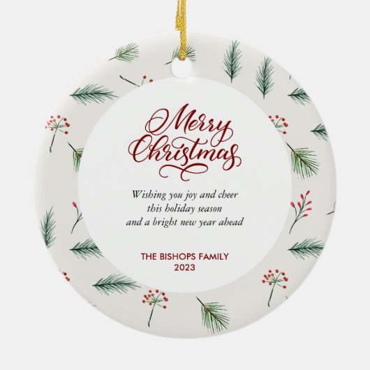 Elegant kerst bladeren keramisch ornament (Achterkant)