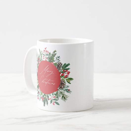 Elegant kerst bladeren koffiemok (Voorkant links)