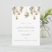 Elegant Kerst Bloemen Verloving Uitnodiging (Staand voorkant)