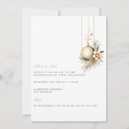 Elegant Kerst Bloemen Verloving Uitnodiging