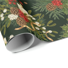 Elegant Kerst Bloemstuk Denappel Patroon Cadeaupapier