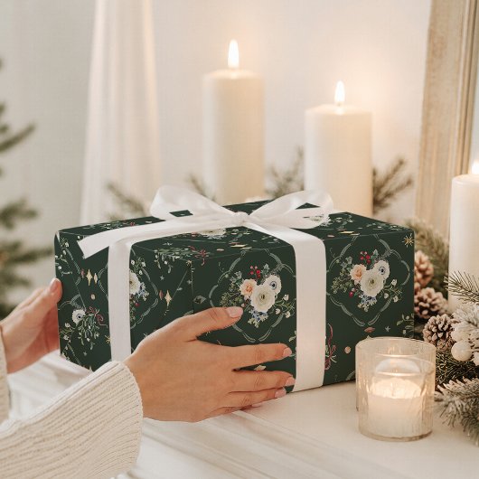 Elegant kerst botanisch inpakpapier