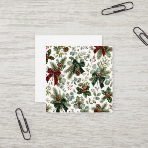 Elegant kerst botanisch patroon vierkante visitekaartje